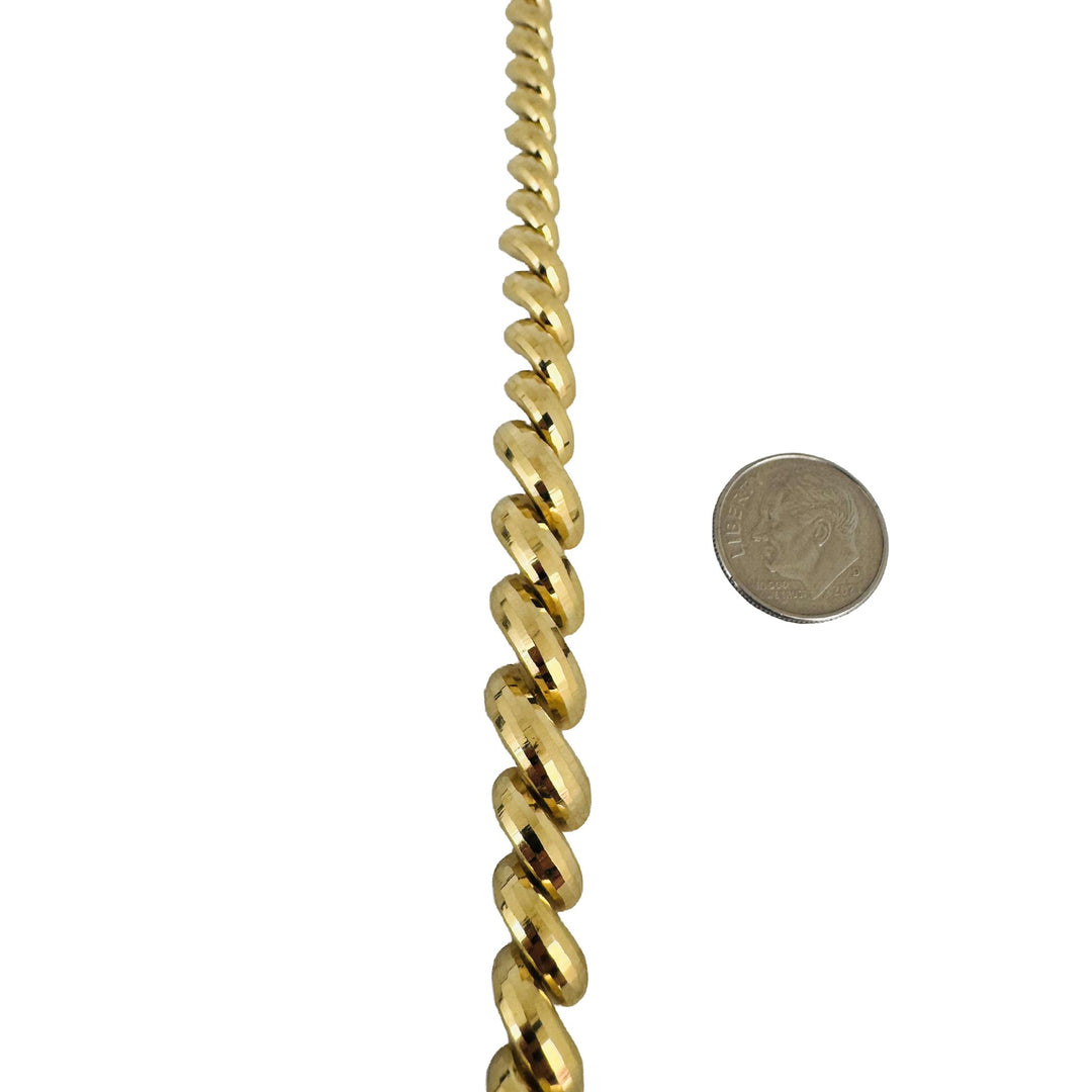 14k Yellow Gold 12.7g Faceted Graduated San Marco Link Bracelet Peru 7"