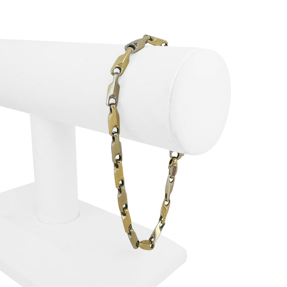 Braccio 14k Yellow and White Gold 22g Solid Men's Bar Link Bracelet 8.75