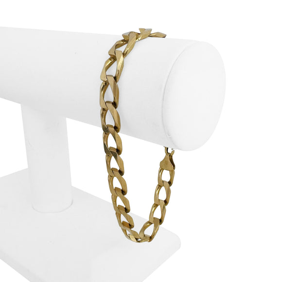 14k Yellow Gold 23.3g Vintage Men's 8mm Squared Curb Link Bracelet Italy 8.75