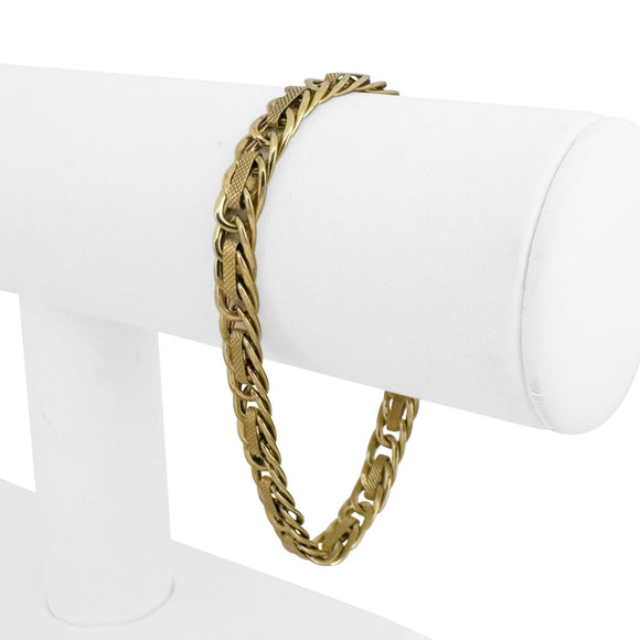 14k Yellow Gold 7g Ladies Vintage 6mm Fancy Curb Link Bracelet Italy 7.25
