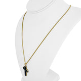 Effy 14k Yellow Gold and Black Onyx Cross Pendant Necklace 24"
