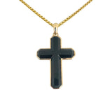 Effy 14k Yellow Gold and Black Onyx Cross Pendant Necklace 24"