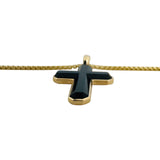 Effy 14k Yellow Gold and Black Onyx Cross Pendant Necklace 24"