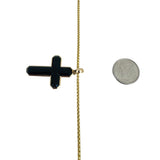 Effy 14k Yellow Gold and Black Onyx Cross Pendant Necklace 24"