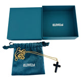 Effy 14k Yellow Gold and Black Onyx Cross Pendant Necklace 24"