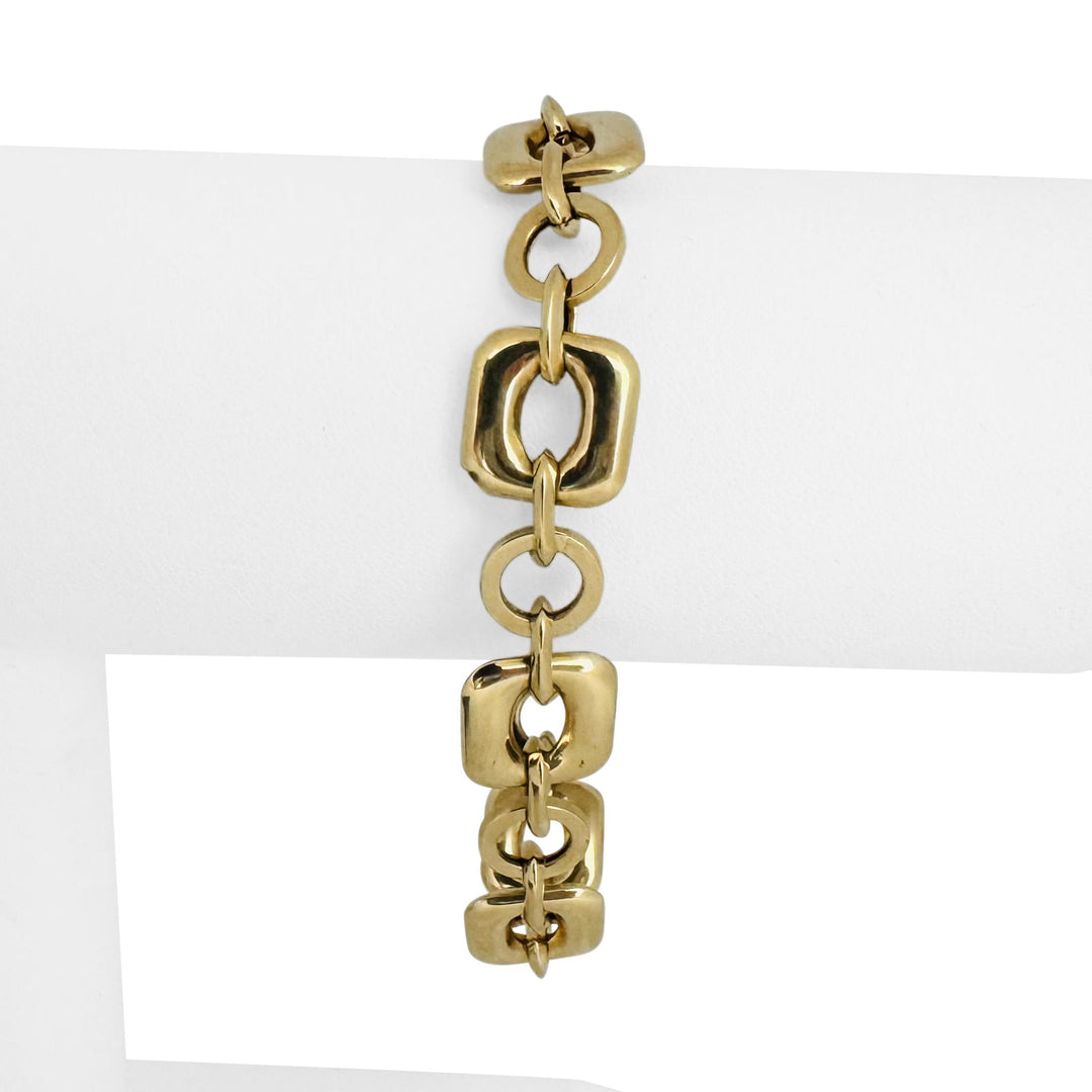 14k Yellow Gold 8.8g Hollow Light 11mm Fancy Link Bracelet 7"