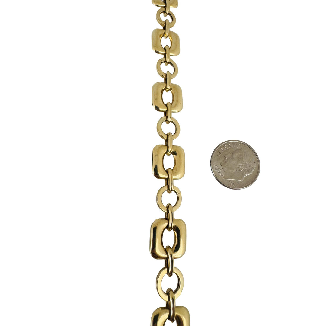 14k Yellow Gold 8.8g Hollow Light 11mm Fancy Link Bracelet 7"