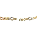 14k Yellow White and Rose Gold 5.8g Hollow XO Link Bracelet 7"