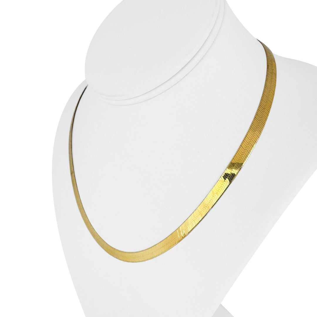 14k Yellow Gold 16g Solid 5.5mm Herringbone Link Necklace Italy 18"