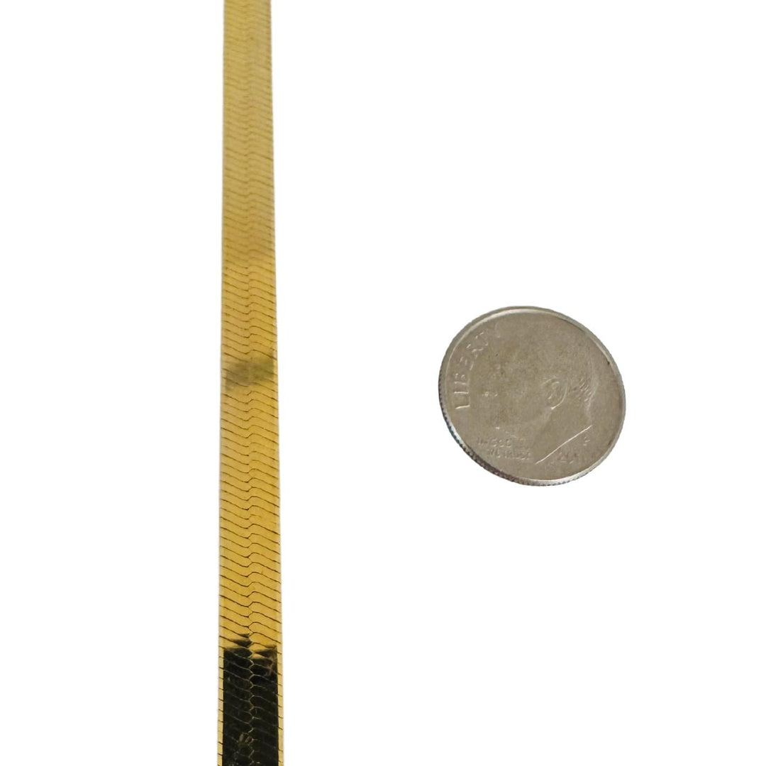 14k Yellow Gold 16g Solid 5.5mm Herringbone Link Necklace Italy 18"