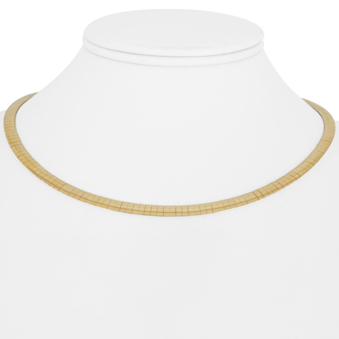 14k Yellow and White Gold 23.7g Solid Reversible Omega Link Necklace Italy 16"