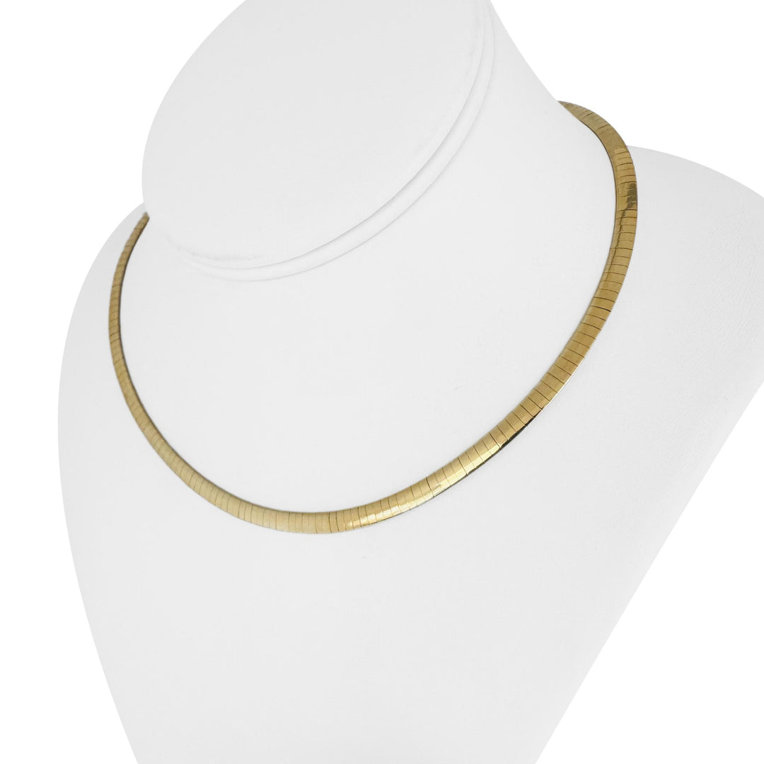 14k Yellow and White Gold 23.7g Solid Reversible Omega Link Necklace Italy 16"