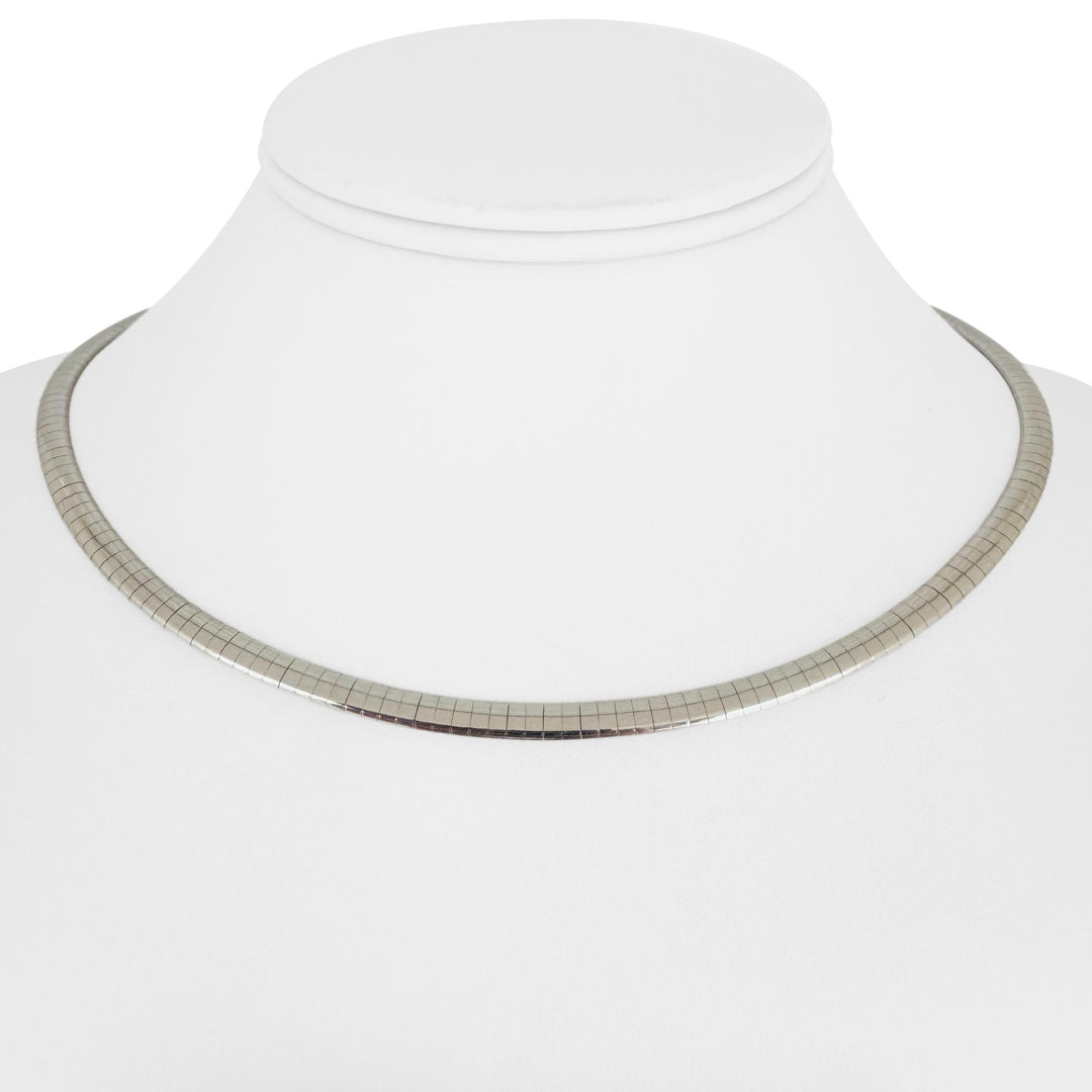 14k Yellow and White Gold 23.7g Solid Reversible Omega Link Necklace Italy 16"