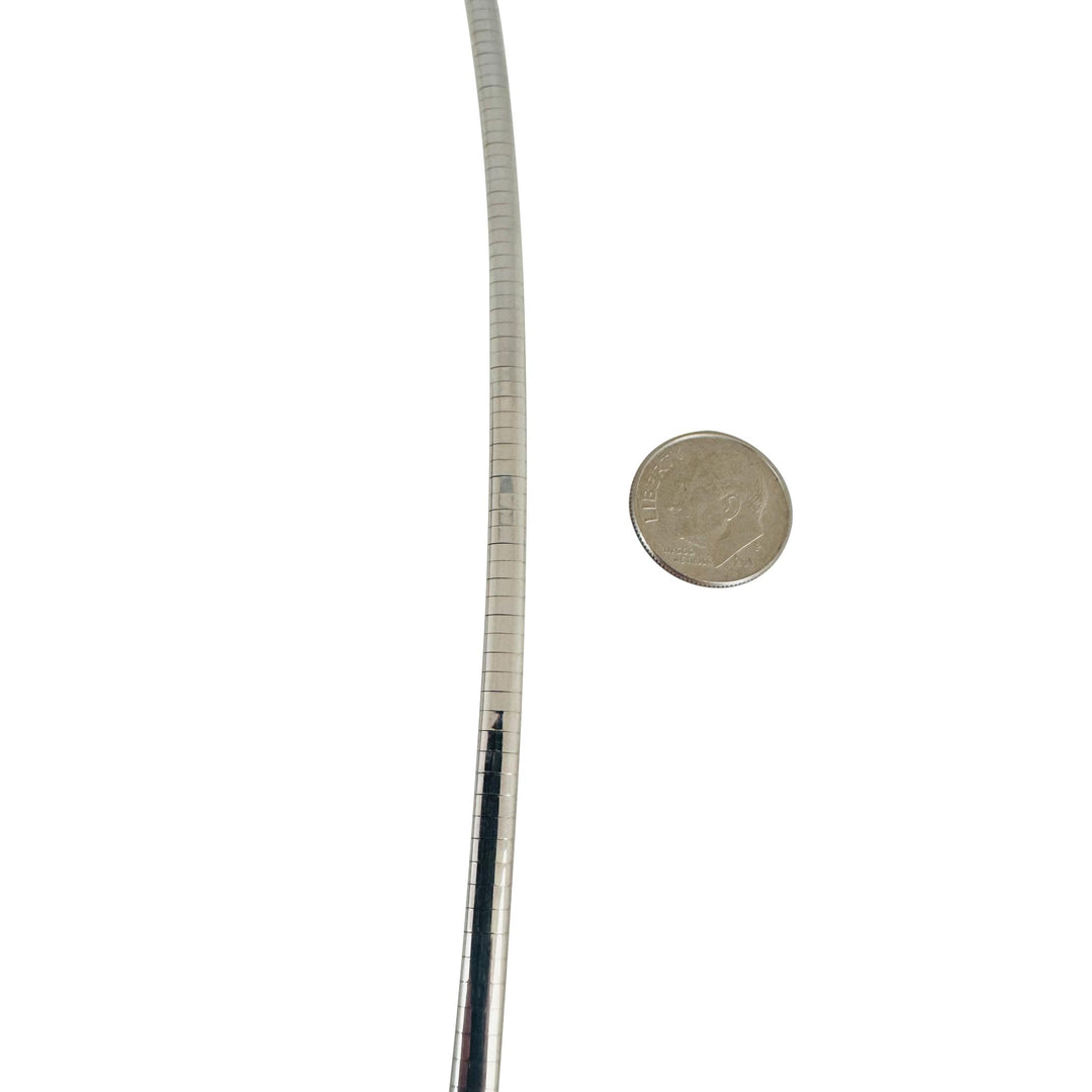 14k Yellow and White Gold 23.7g Solid Reversible Omega Link Necklace Italy 16"