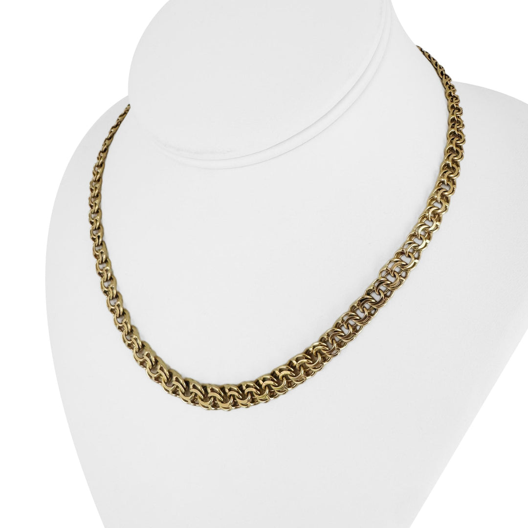 14k Yellow Gold 24.7g Solid Graduated Double Curb Link Chain Necklace 16.5"