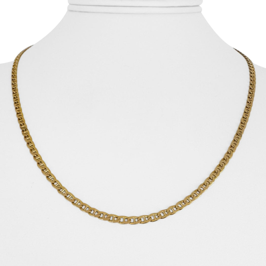 14k Yellow Gold 8.3g Solid Flat 3mm Mariner Link Chain Necklace Italy 19"