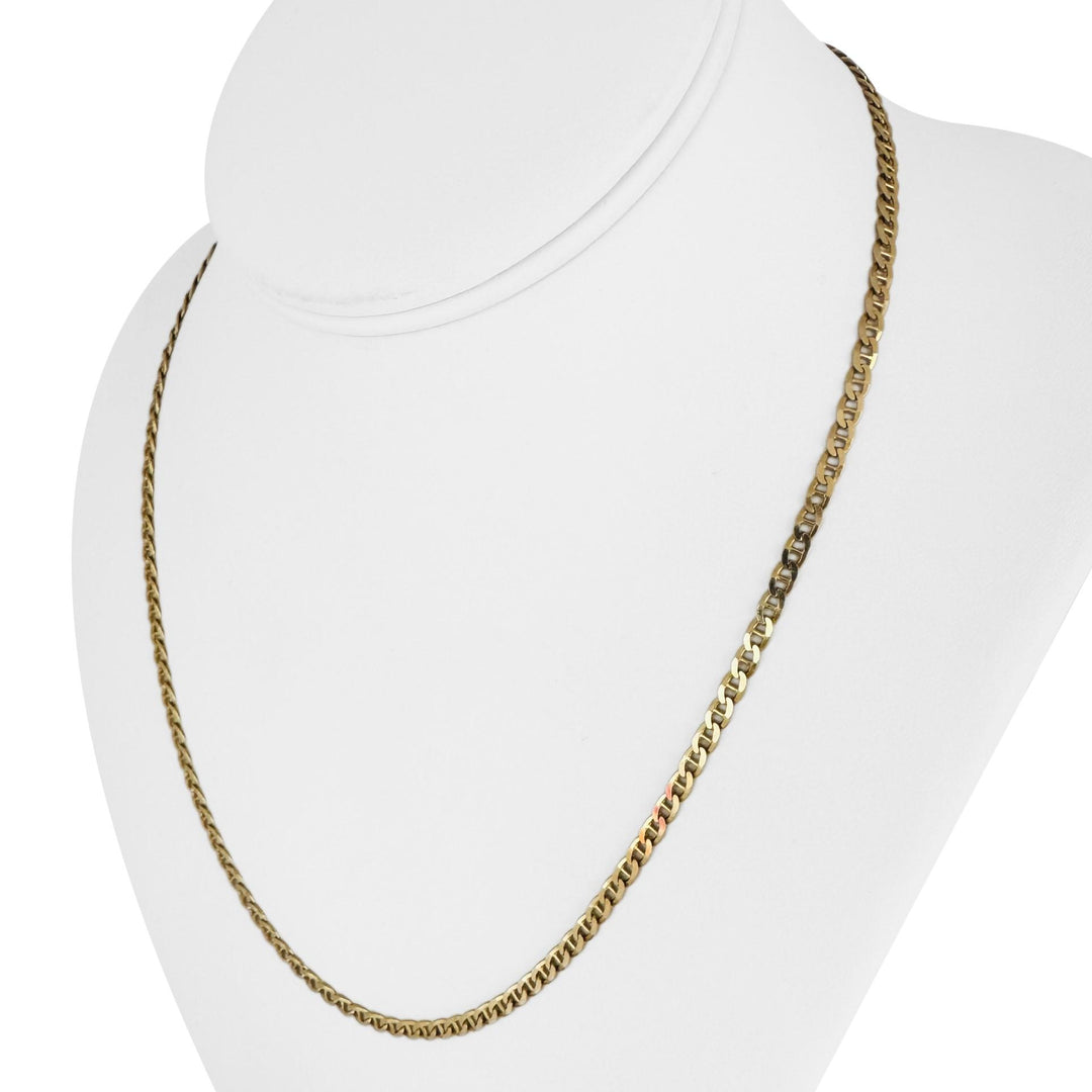 14k Yellow Gold 8.3g Solid Flat 3mm Mariner Link Chain Necklace Italy 19"
