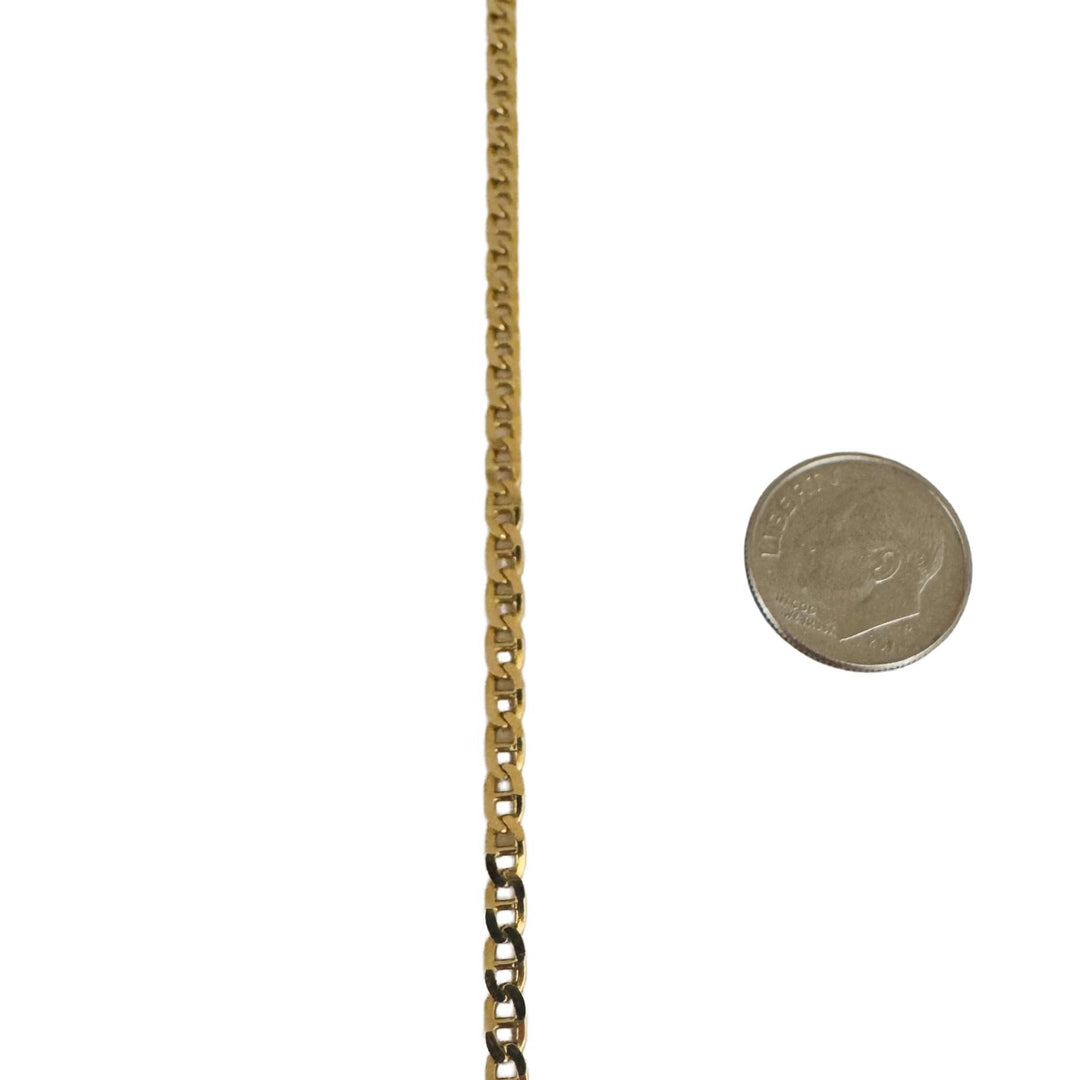 14k Yellow Gold 8.3g Solid Flat 3mm Mariner Link Chain Necklace Italy 19"
