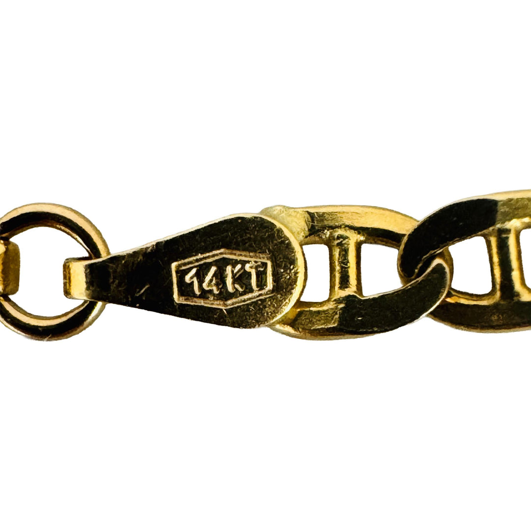 14k Yellow Gold 8.3g Solid Flat 3mm Mariner Link Chain Necklace Italy 19"