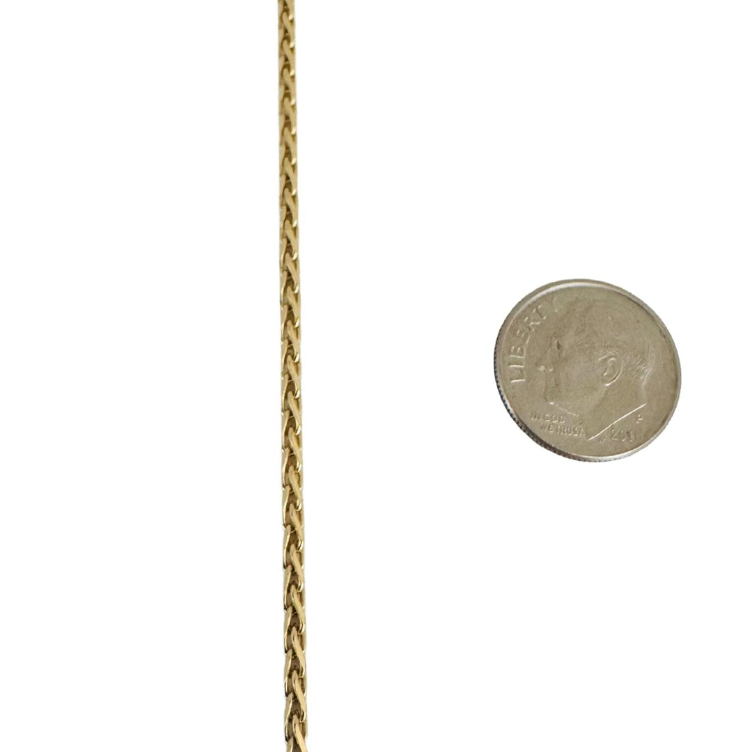 14k Yellow Gold 8g Solid Thin 2mm Wheat Link Chain Necklace 18"