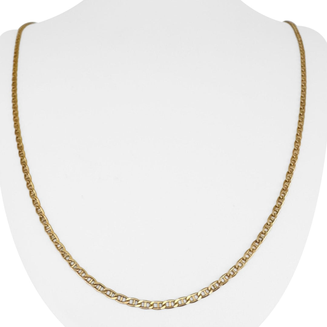 14k Yellow Gold 9.5g Flat Thin Long 2.5mm Mariner Link Chain Necklace Italy 30"