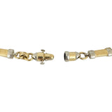 14k Yellow and White Gold 20.5g Solid 7mm Fancy Bar Link Bracelet Italy 7.5"