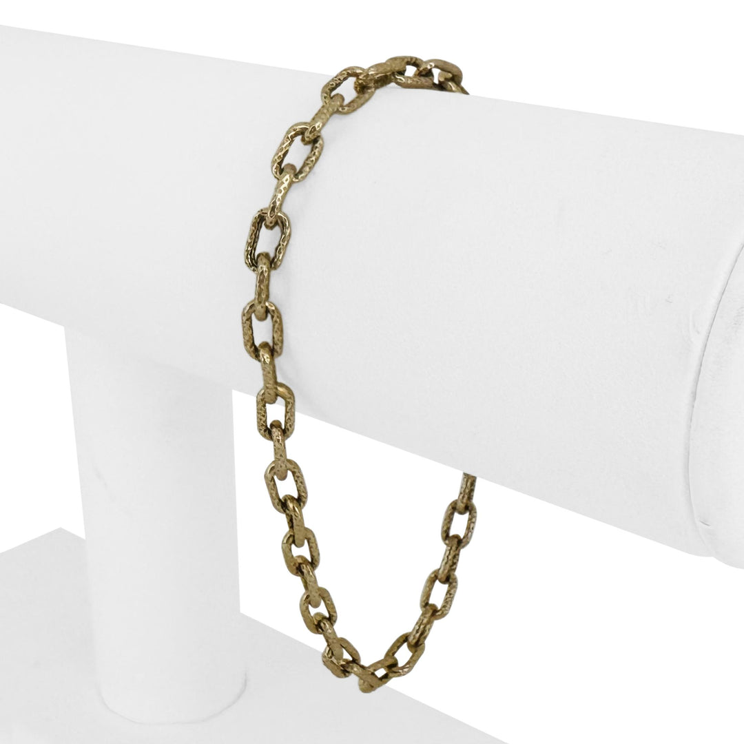 14k Yellow Gold 4.9g Hollow 4.5mm Vintage Textured Cable Link Bracelet 7.5"