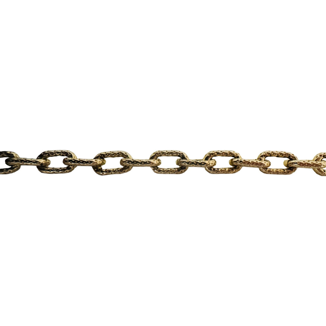 14k Yellow Gold 4.9g Hollow 4.5mm Vintage Textured Cable Link Bracelet 7.5"