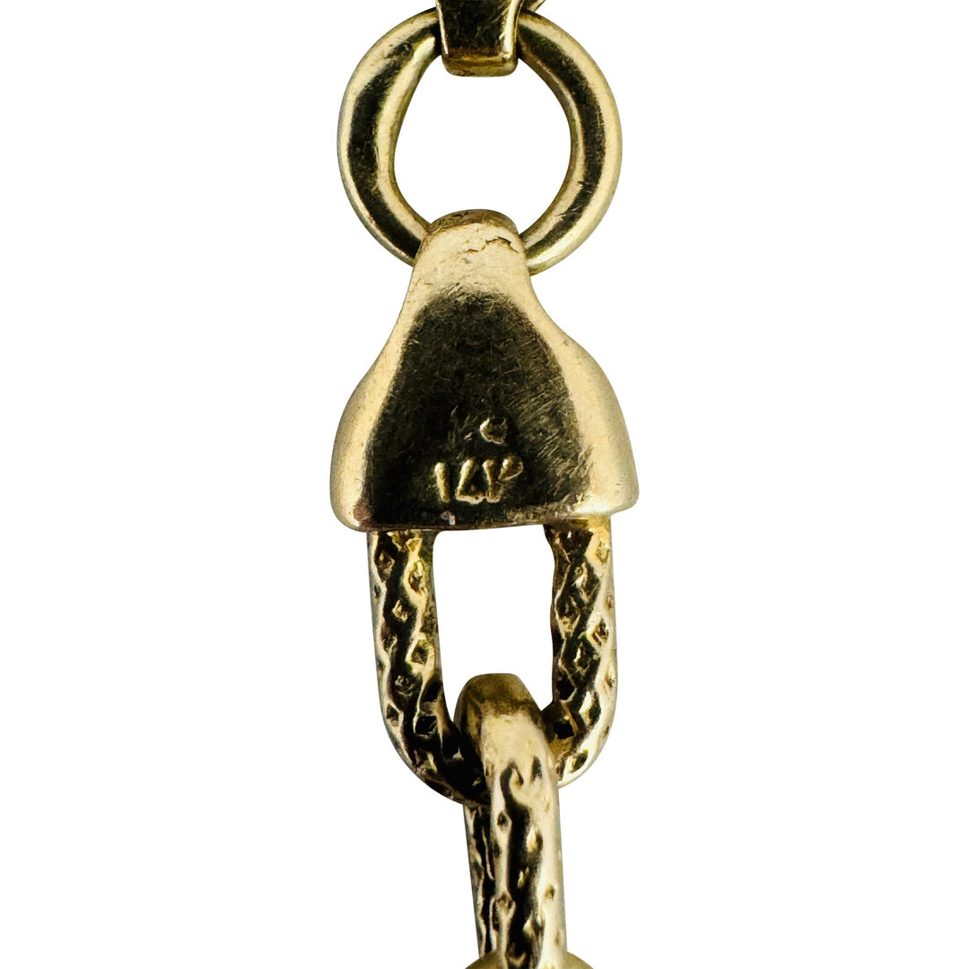 14k Yellow Gold 4.9g Hollow 4.5mm Vintage Textured Cable Link Bracelet 7.5"