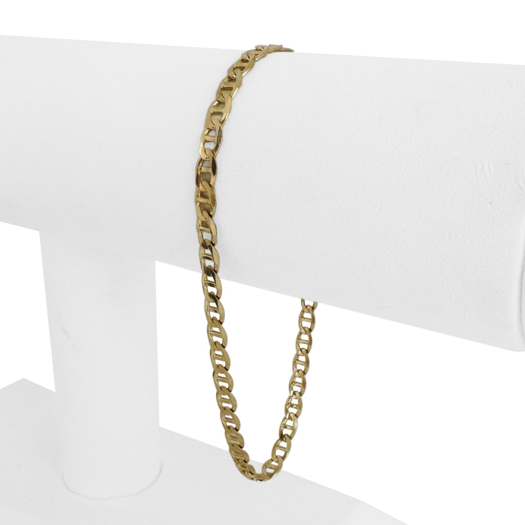 14k Yellow Gold 5.4g Semi Solid 4mm Mariner Link Bracelet 8"