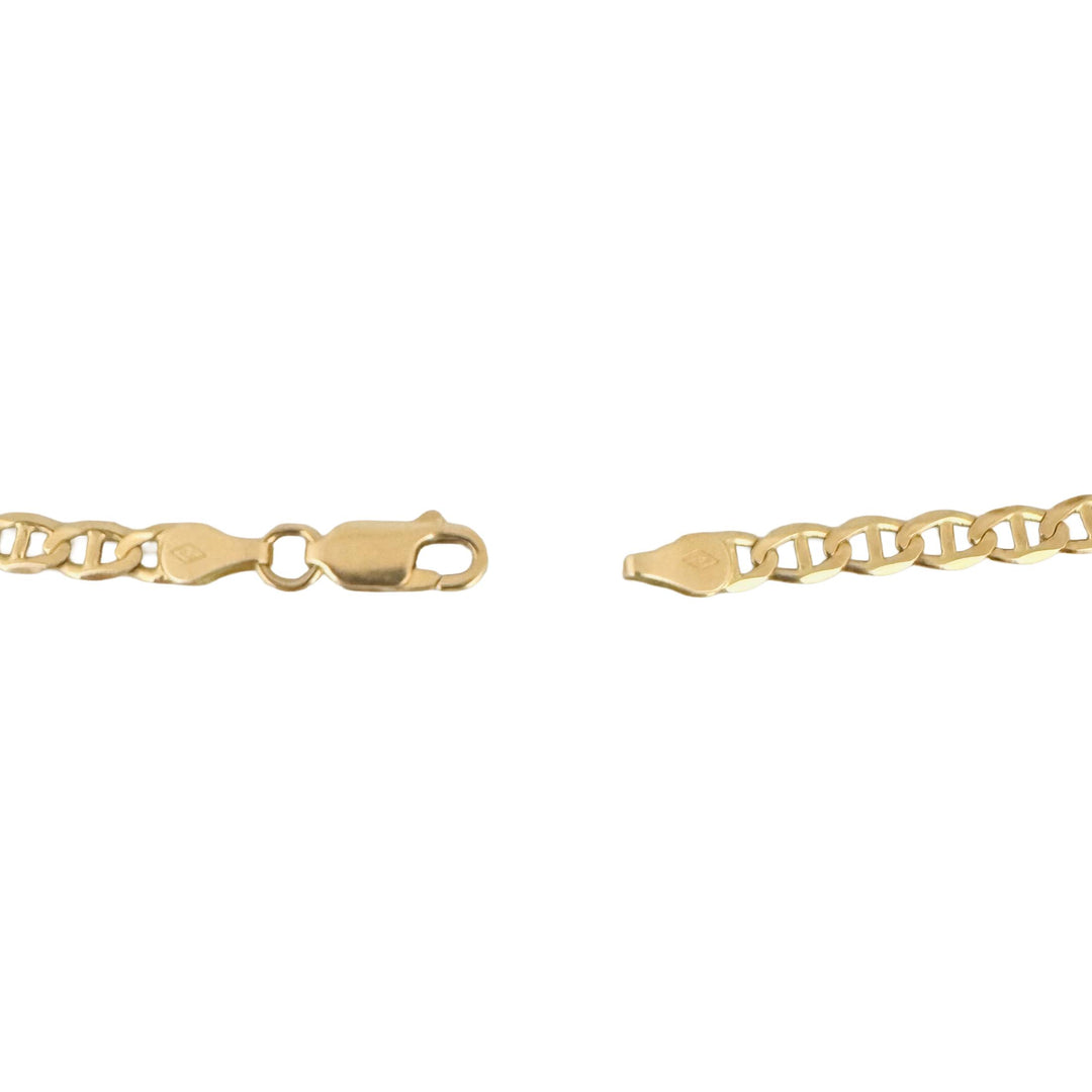 14k Yellow Gold 5.4g Semi Solid 4mm Mariner Link Bracelet 8"
