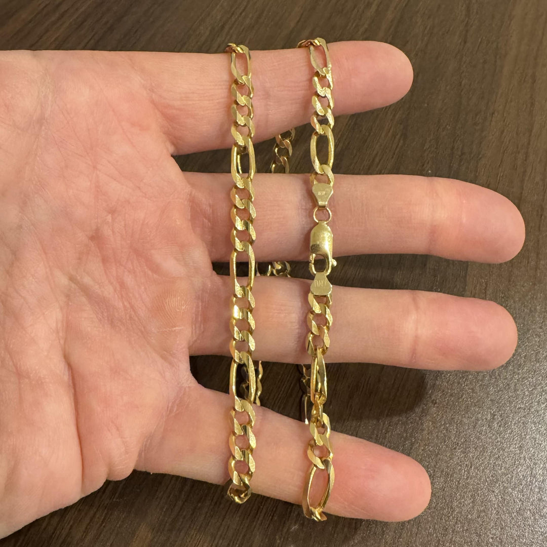 14k Yellow Gold 24.5g Solid 6mm Figaro Link Chain Necklace Italy 21"