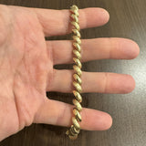 14k Yellow Gold 16.5g Polished and Brushed 8mm San Marco Link Bracelet Italy 7"