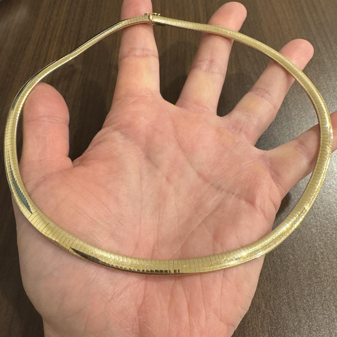 14k Yellow Gold 43g Solid Heavy 6mm Omega Link Necklace Italy 18"