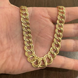 14k Yellow Gold 21g Ladies Hollow Graduated Double Curb Link Necklace Italy 16"
