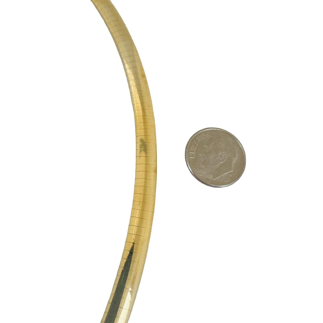 14k Yellow Gold 39.4g Solid Heavy 6mm Omega Link Necklace Italy 16"