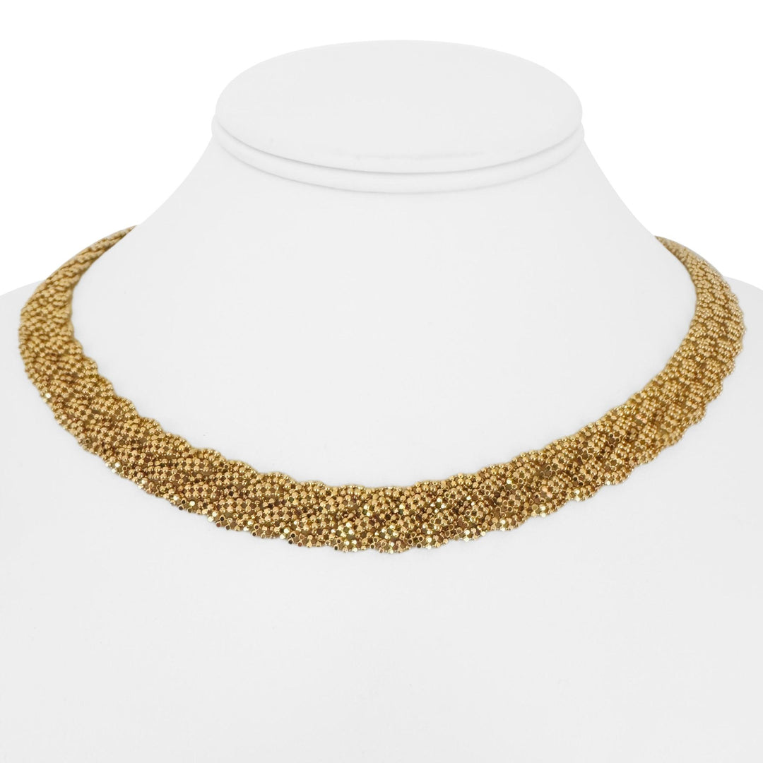 14k Yellow Gold 34.4g Solid Heavy 12mm Braided Bead Link Necklace Italy 17"