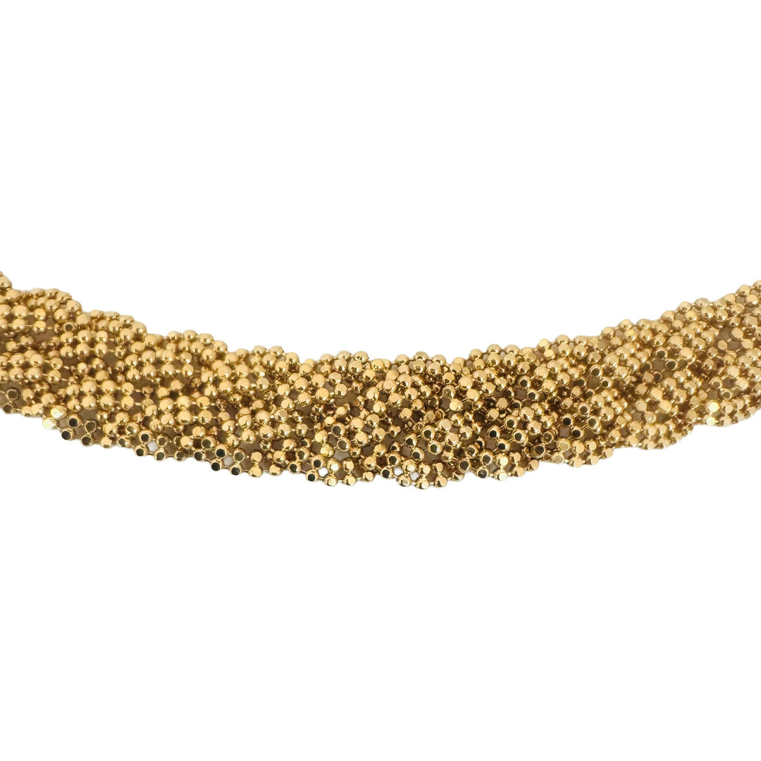 14k Yellow Gold 34.4g Solid Heavy 12mm Braided Bead Link Necklace Italy 17"