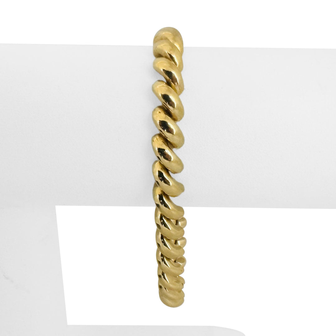 14k Yellow Gold 14.8g Ladies Polished 7.5mm San Marco Link Bracelet Italy 7.25"