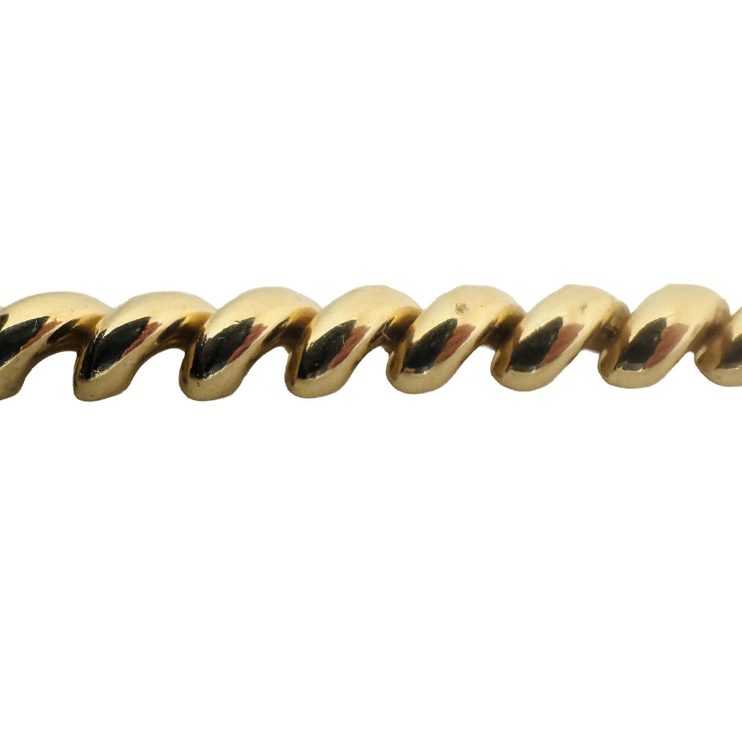 14k Yellow Gold 14.8g Ladies Polished 7.5mm San Marco Link Bracelet Italy 7.25"