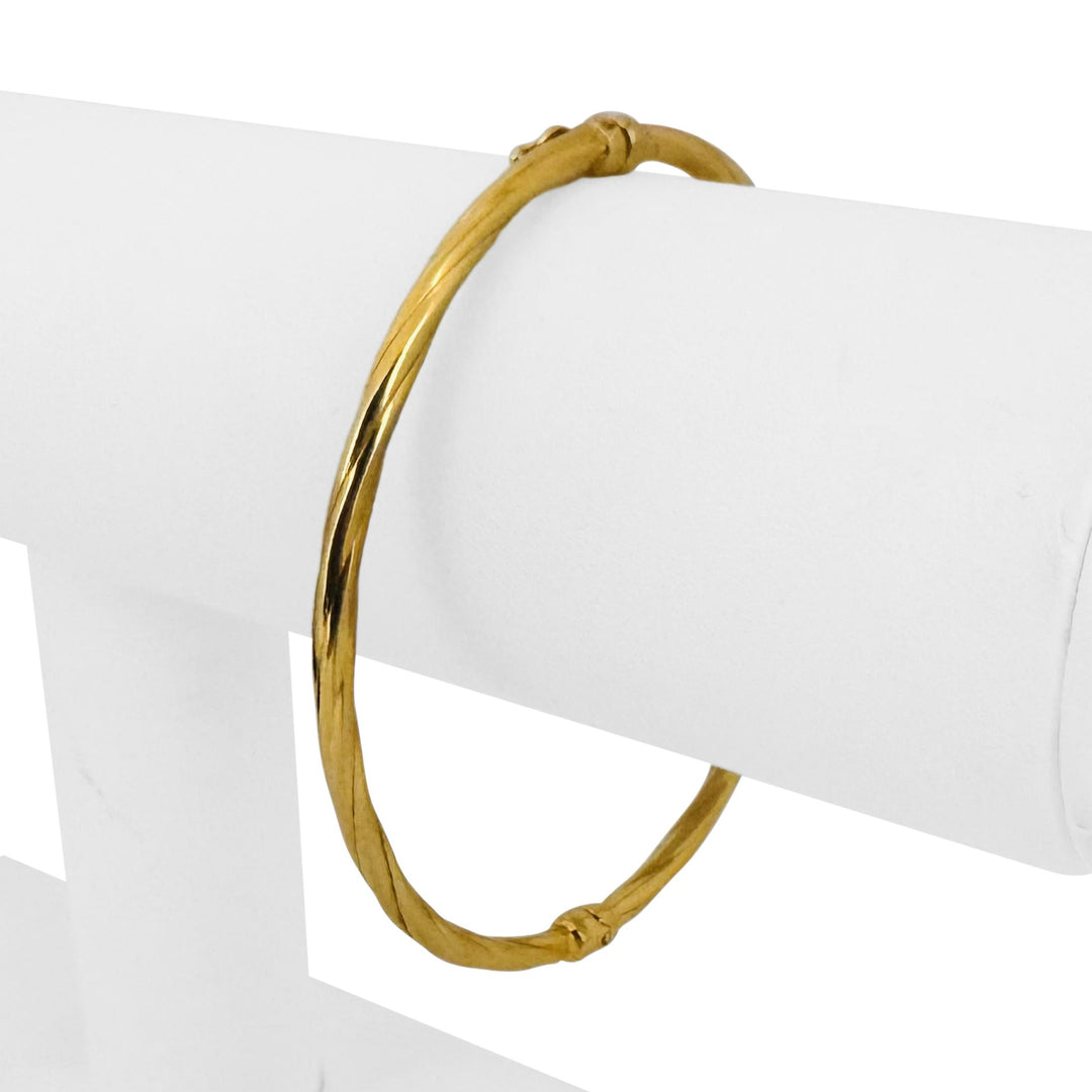 14k Yellow Gold 4.8g Hollow Light 3mm Twisted Spiral Bangle Bracelet Italy 7"