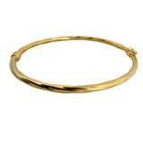 14k Yellow Gold 4.8g Hollow Light 3mm Twisted Spiral Bangle Bracelet Italy 7"