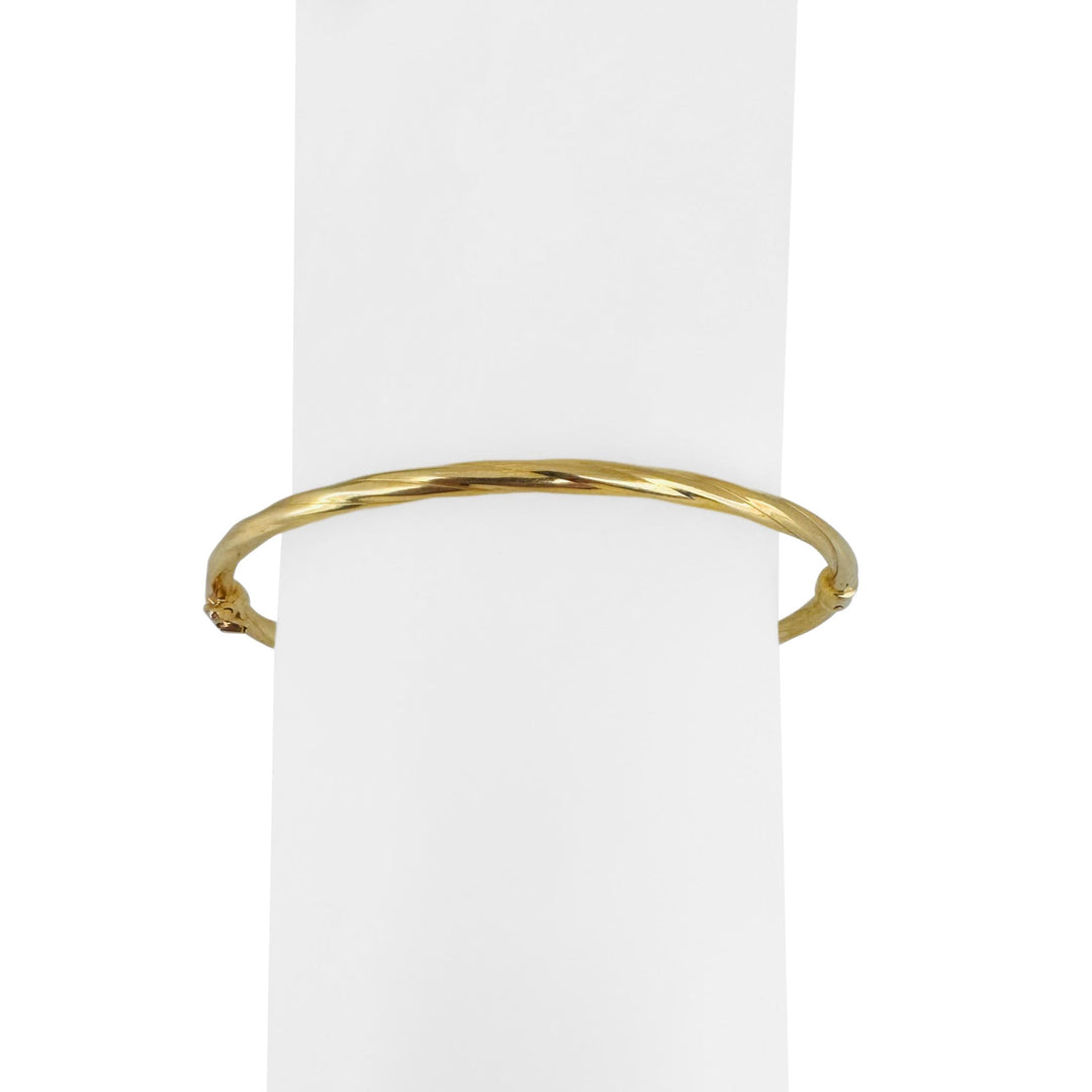 14k Yellow Gold 4.8g Hollow Light 3mm Twisted Spiral Bangle Bracelet Italy 7"