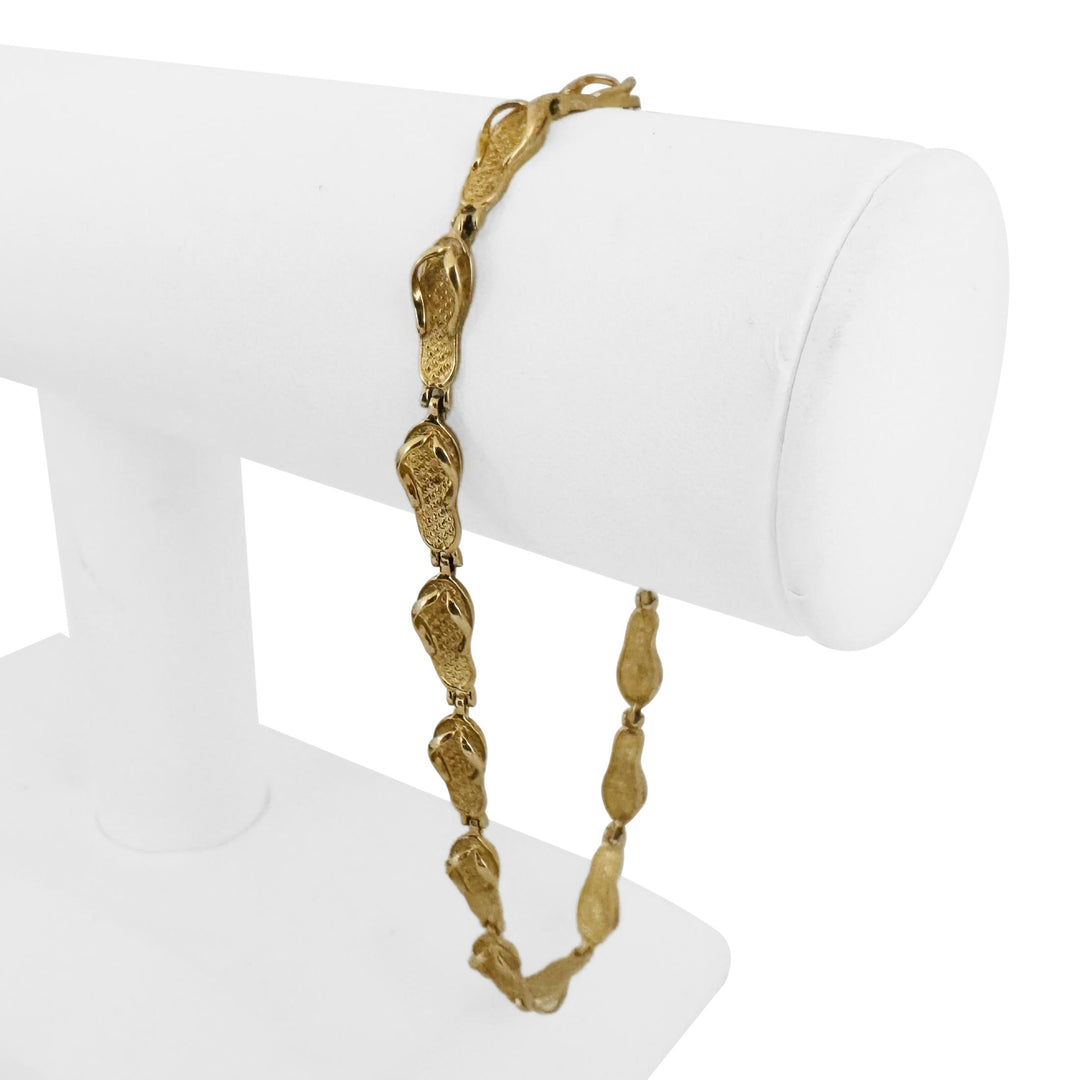 14k Yellow Gold 9g Ladies 5.5mm Sandal Flip Flop Link Anklet 9"