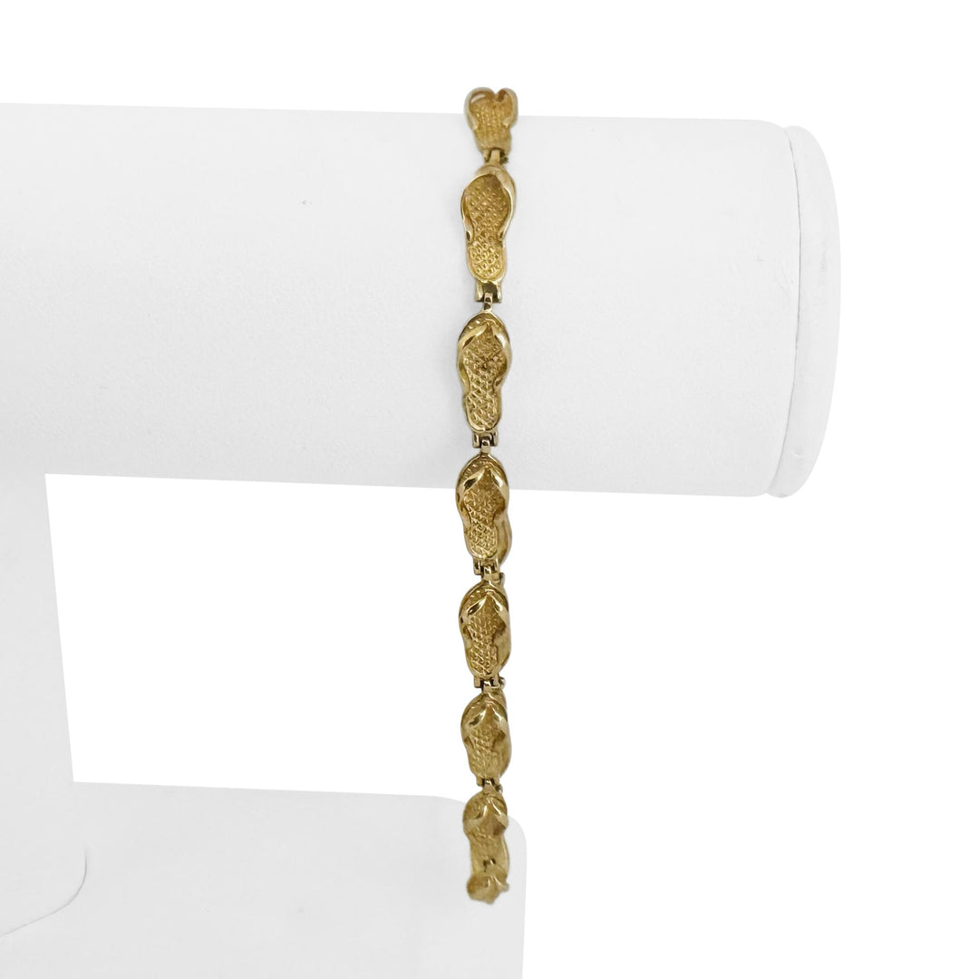 14k Yellow Gold 9g Ladies 5.5mm Sandal Flip Flop Link Anklet 9"