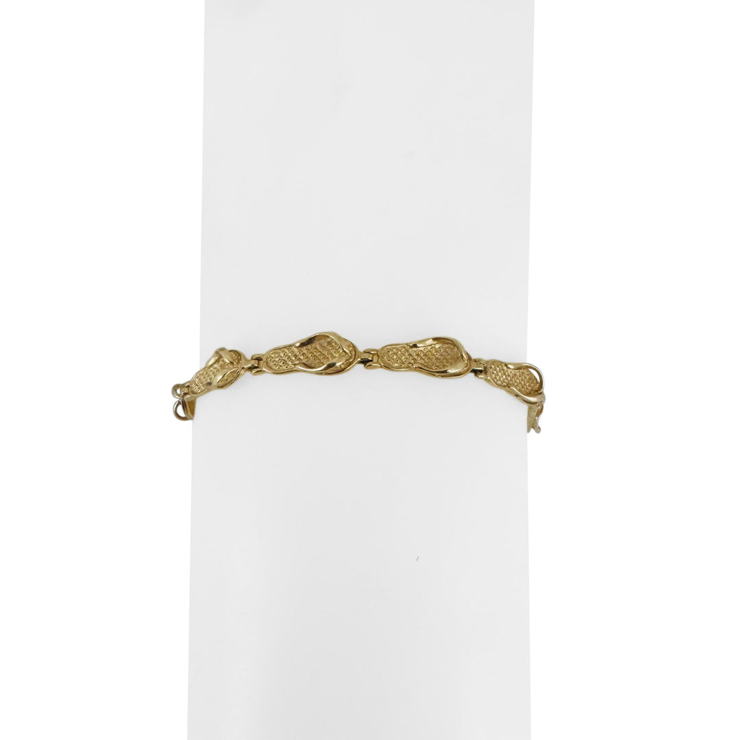 14k Yellow Gold 9g Ladies 5.5mm Sandal Flip Flop Link Anklet 9"