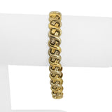 14k Yellow and White Gold 12.2g Ladies Two Tone 9mm Fancy Link Bracelet Italy 7"