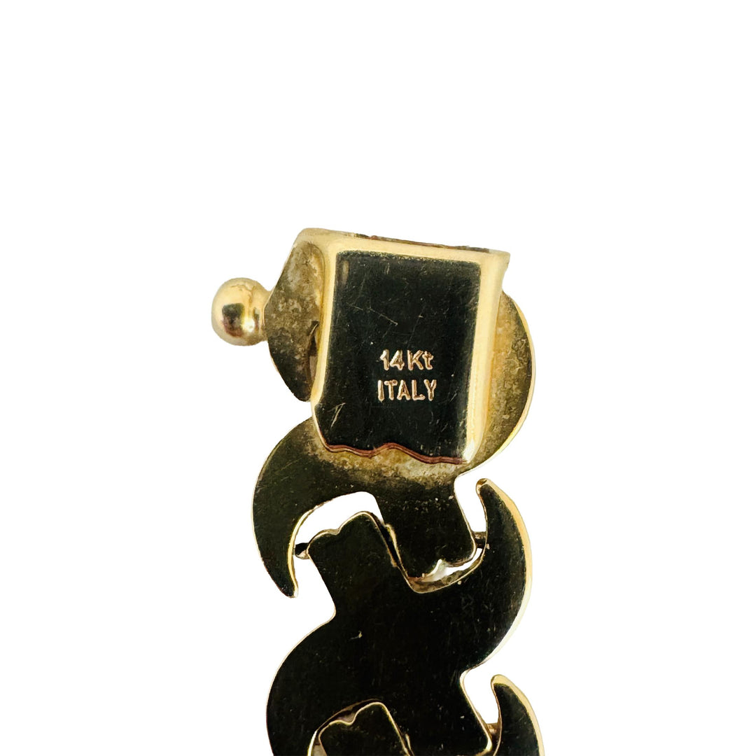 14k Yellow and White Gold 12.2g Ladies Two Tone 9mm Fancy Link Bracelet Italy 7"