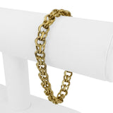 14k Yellow Gold 25.4g Solid 8.5mm Double Curb Link Charm Bracelet 7.75"