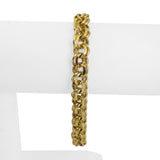 14k Yellow Gold 25.4g Solid 8.5mm Double Curb Link Charm Bracelet 7.75"